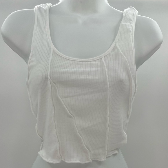Urban Outfitters BDG Women's White Tank Top Cropped Stretch Soft Sleevel… - Picture 2 of 4